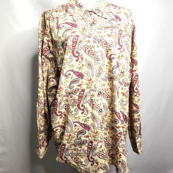 Elizabeth by Liz Claiborne Paisley Snap Front Top Plus Size 18 Vintage Cotton - Picture 2 of 16